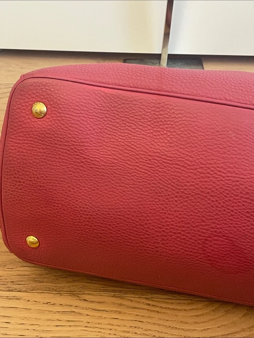 Prada Peonia Pink Vitello Daino Leather Tote Satchel Gold Hardware Shoulder Bag